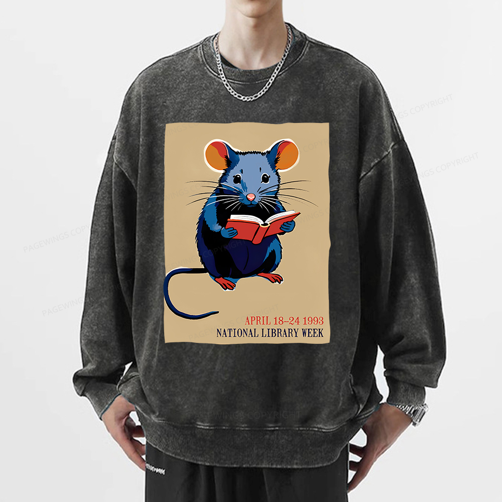 Pagewings National Library Week Unisex Washed Sweatshirt