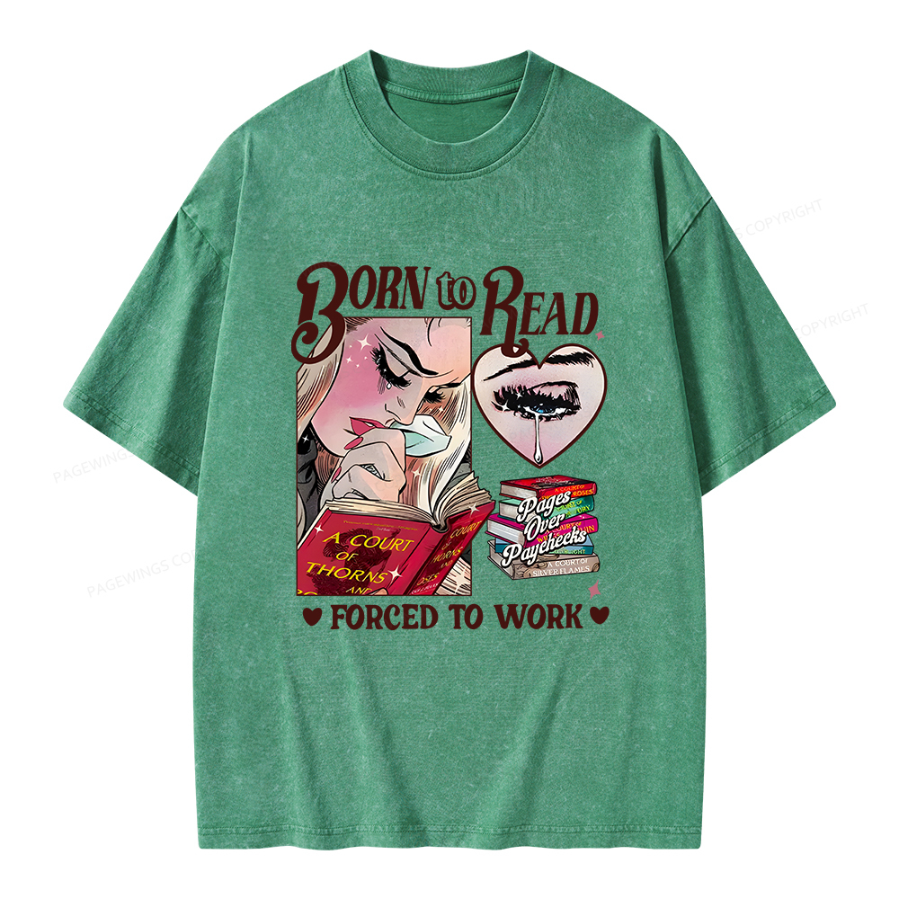 Pagewings Born To Read Bookish Unisex Washed T-shirt