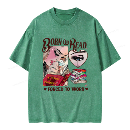 Pagewings Born To Read Bookish Unisex Washed T-shirt