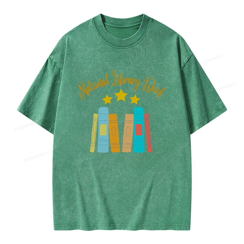 Pagewings National Library Week Unisex Washed T-shirt