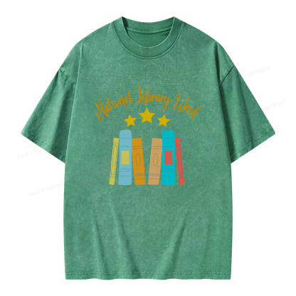 Pagewings National Library Week Unisex Washed T-shirt