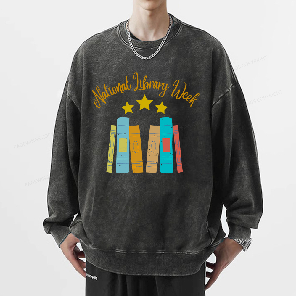 Pagewings National Library Week Unisex Washed Sweatshirt