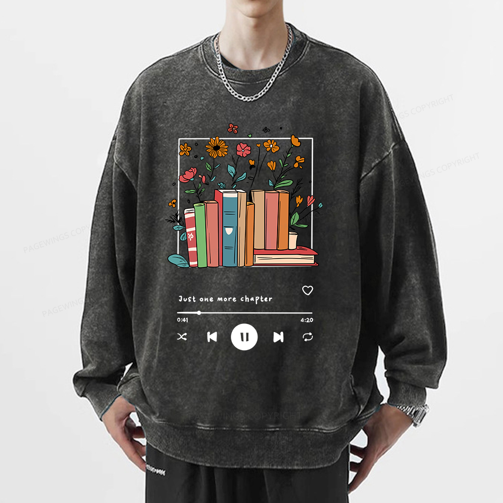Pagewings Just One More Chapter Unisex Washed Sweatshirt
