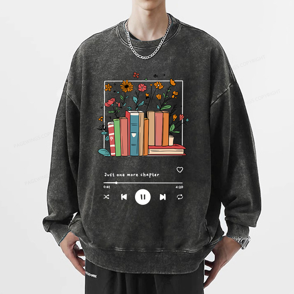 Pagewings Just One More Chapter Unisex Washed Sweatshirt