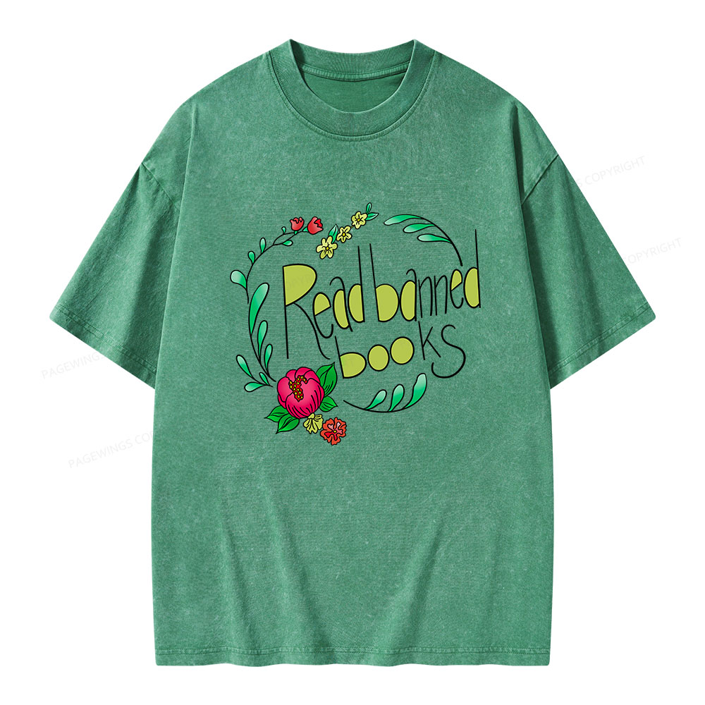 Pagewings Read Banned Books Unisex Washed T-shirt