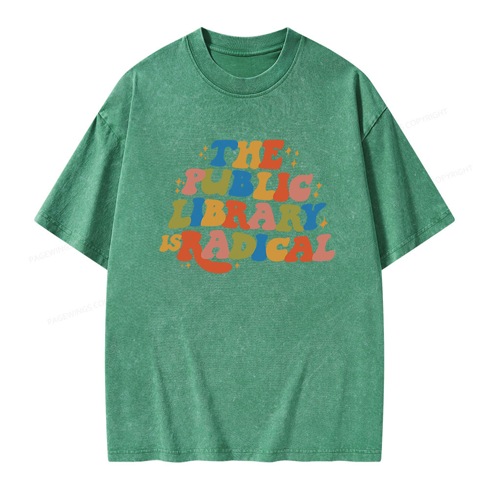 Pagewings Public Library Unisex Washed T-shirt