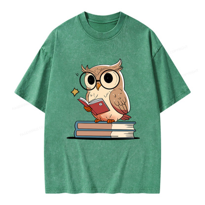 Pagewings The Owl Reader Unisex Washed T-shirt