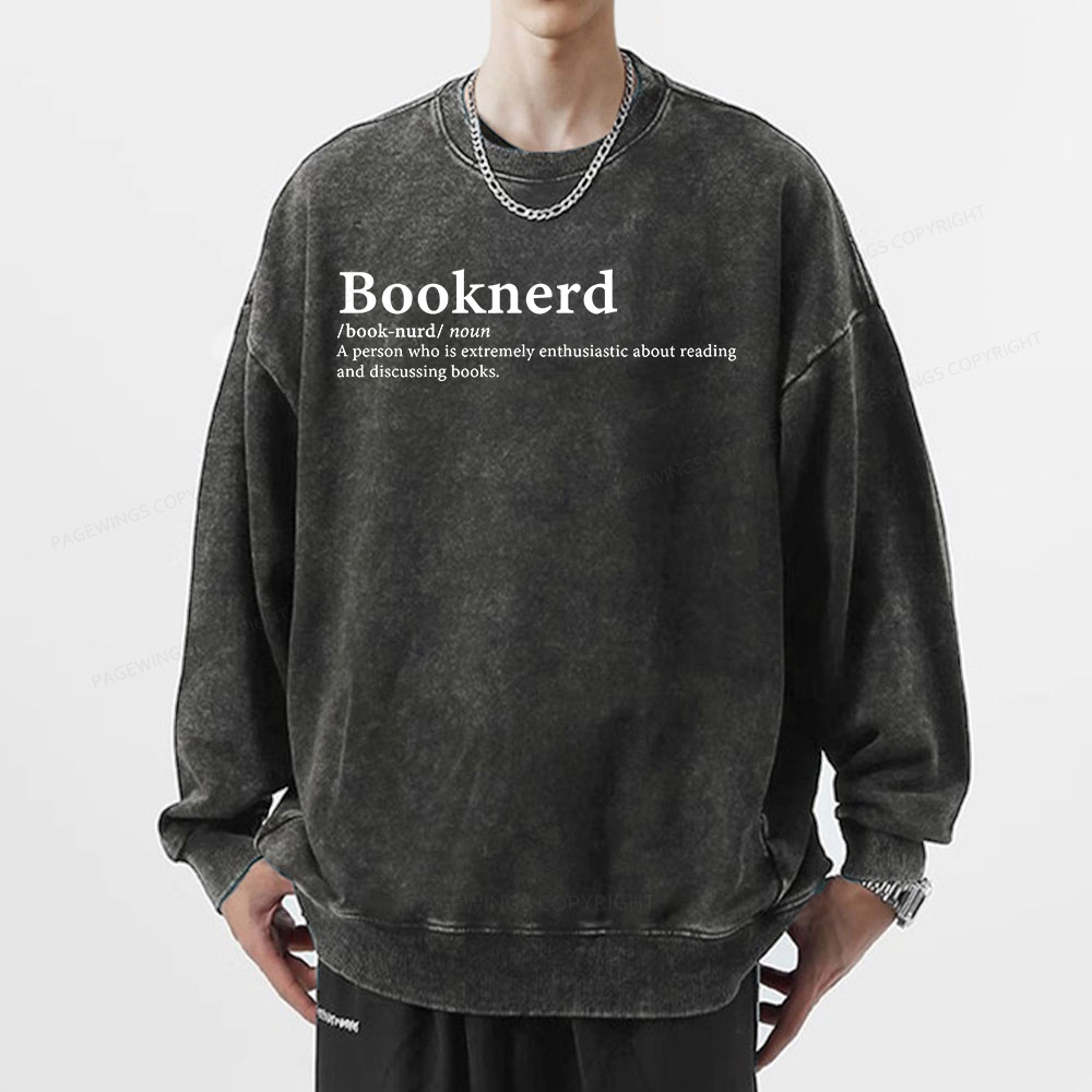 Pagewings Booknerd Book Lover Enthusiast Unisex Washed Sweatshirt