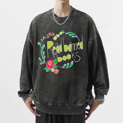 Pagewings Read Banned Books Unisex Washed Sweatshirt