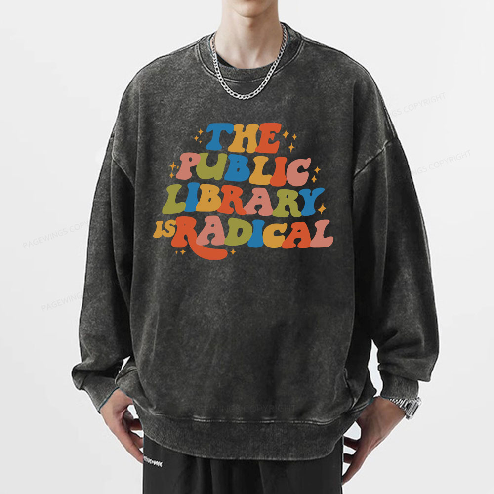 Pagewings Public Library Unisex Washed Sweatshirt