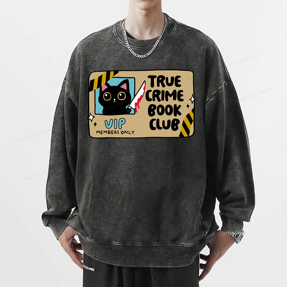 Pagewings True Crime Book Club Unisex Washed Sweatshirt