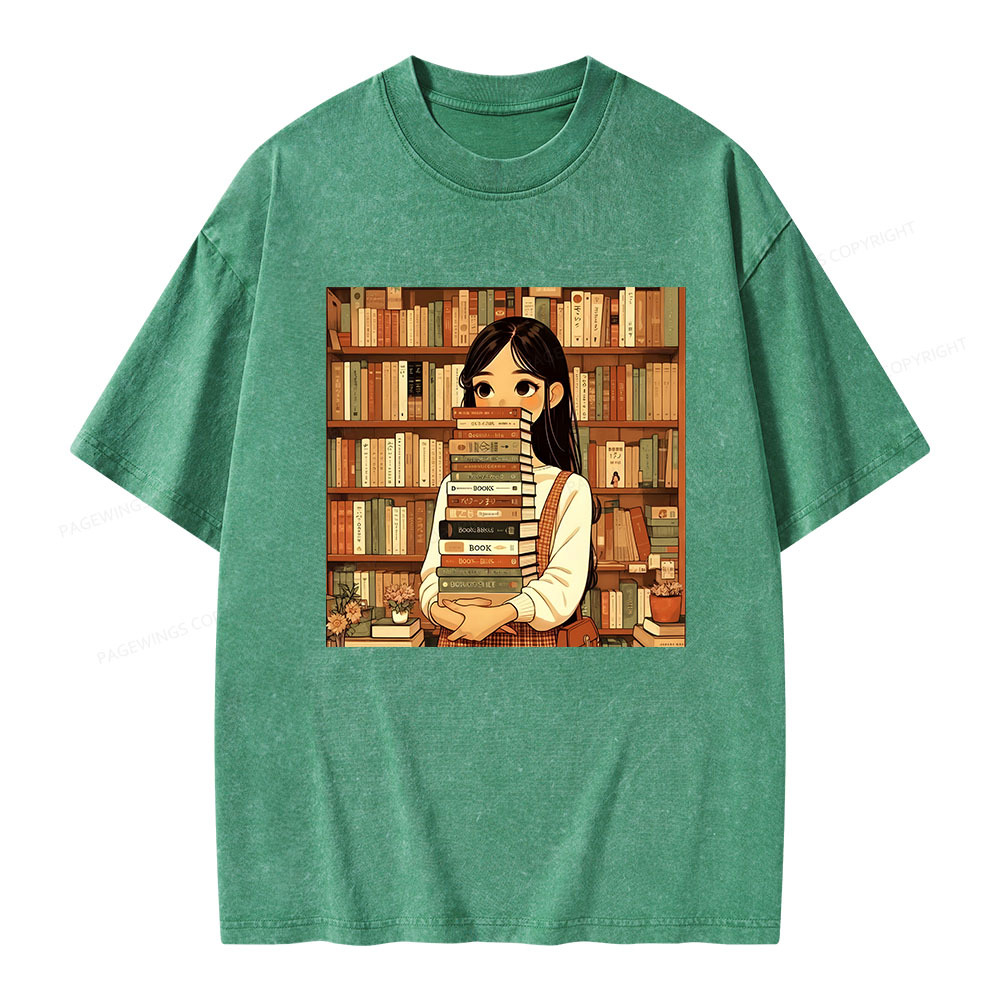 Pagewings A Girl Who Loves To Read Unisex Washed T-shirt