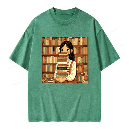 Pagewings A Girl Who Loves To Read Unisex Washed T-shirt