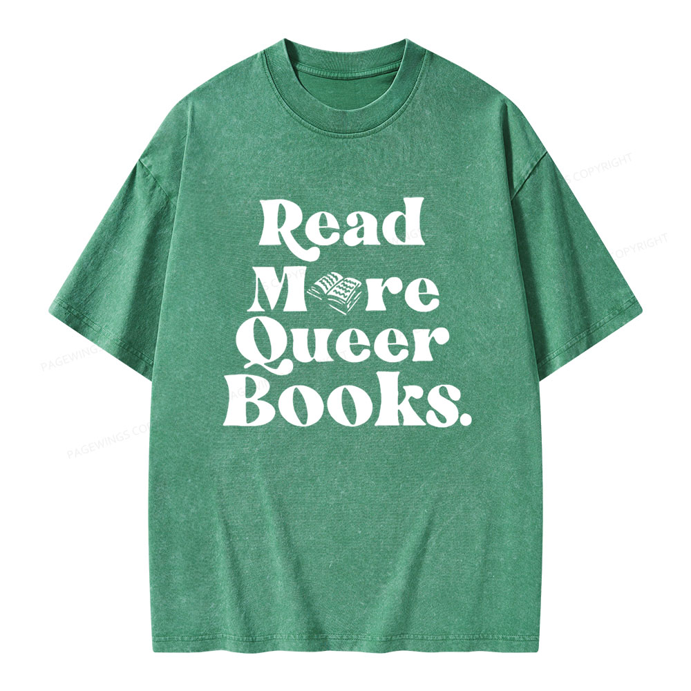 Pagewings Read More Queer Books Unisex Washed T-shirt