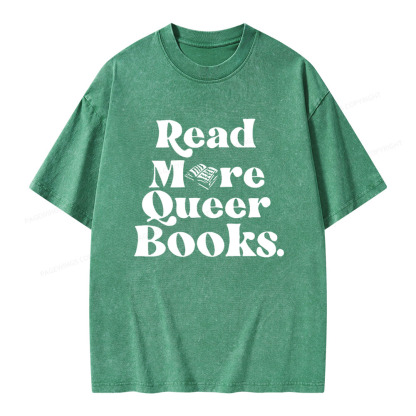 Pagewings Read More Queer Books Unisex Washed T-shirt