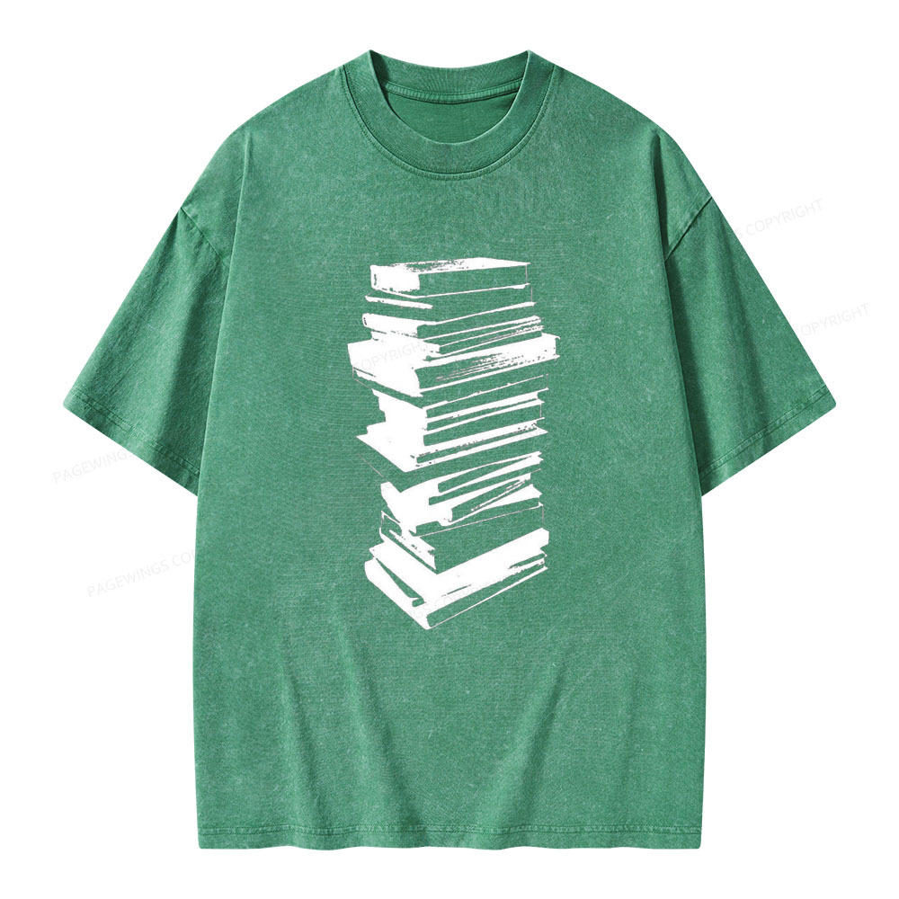 Pagewings Stack of Books Unisex Washed T-shirt