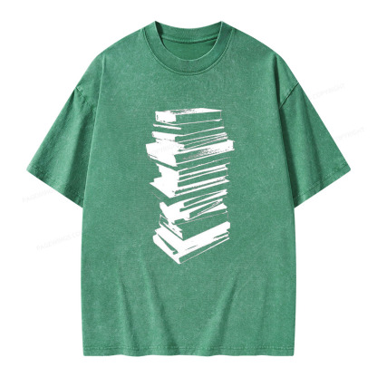 Pagewings Stack of Books Unisex Washed T-shirt