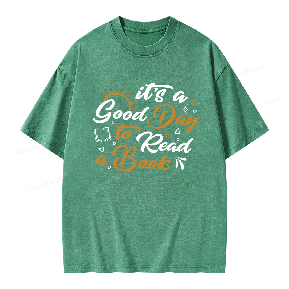 Pagewings It's A Good Day To Read A Book Unisex Washed T-shirt