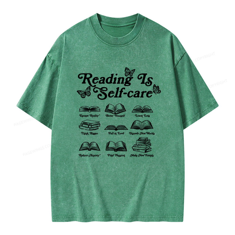 Pagewings Reading Is Self-care Unisex Washed T-shirt