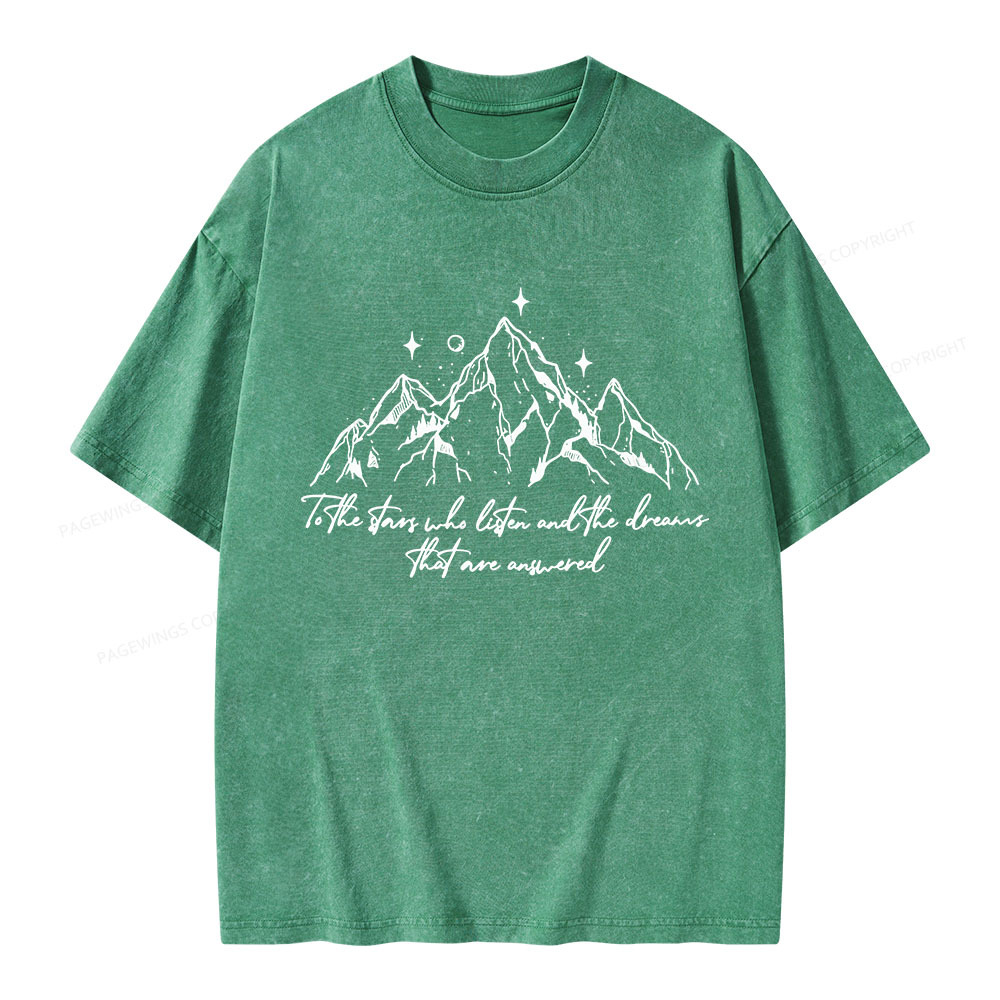 Pagewings Listen To Stars Answer Dreams Unisex Washed T-shirt