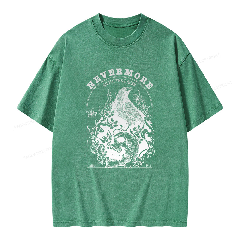 Pagewings Nevermore Quoth The Raven Unisex Washed T-shirt