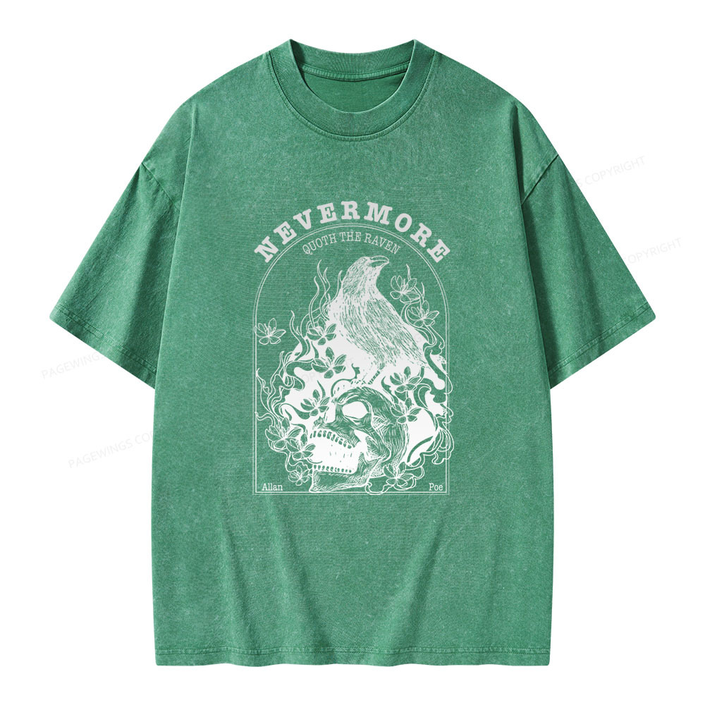 Pagewings Nevermore Quoth The Raven Unisex Washed T-shirt