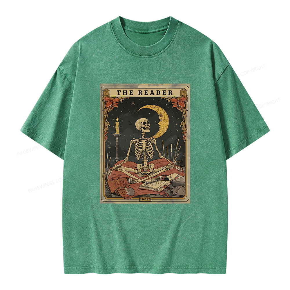 Pagewings The Reader Tarot Card Unisex Washed T-shirt