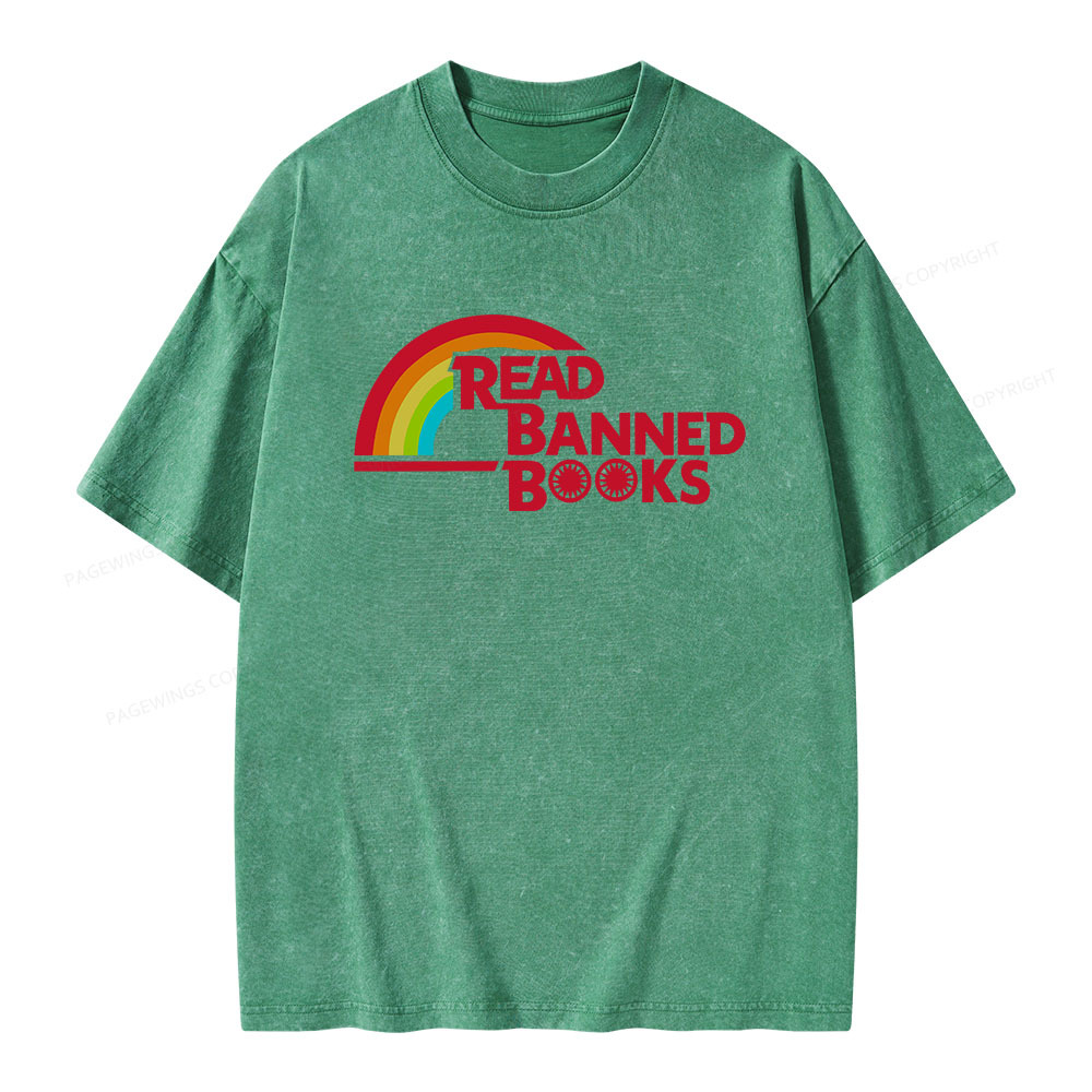 Pagewings Read Banned Books Unisex Washed T-shirt