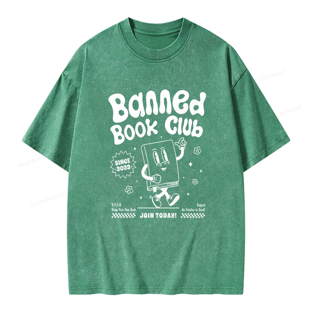 Pagewings Banned Book Club Unisex Washed T-shirt