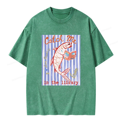 Pagewings Catch Me In The Library Unisex Washed T-shirt