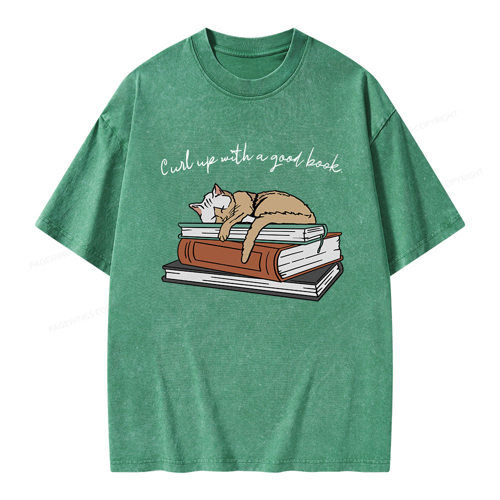 Pagewings Curl Up with a Good Book Unisex Washed T-shirt