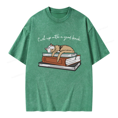 Pagewings Curl Up with a Good Book Unisex Washed T-shirt