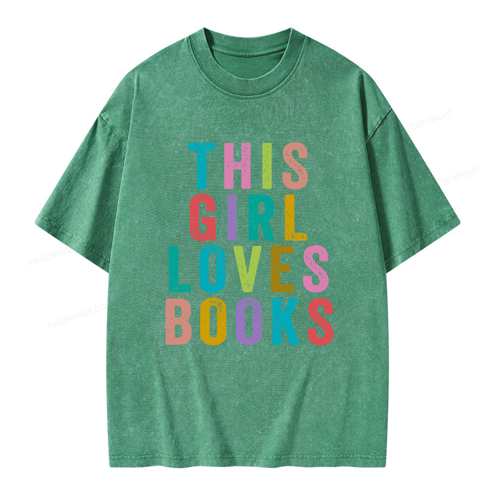 Pagewings This Girl Loves Books Unisex Washed T-shirt