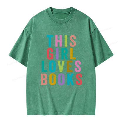 Pagewings This Girl Loves Books Unisex Washed T-shirt
