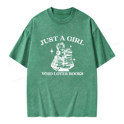 Pagewings Just A Girl Who Loves Books Unisex Washed T-shirt