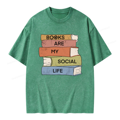 Pagewings Books Are My Social Life Unisex Washed T-shirt