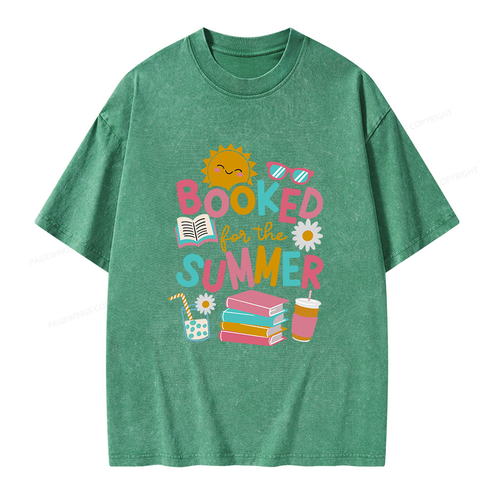 Pagewings Booked For The Summer Unisex Washed T-shirt