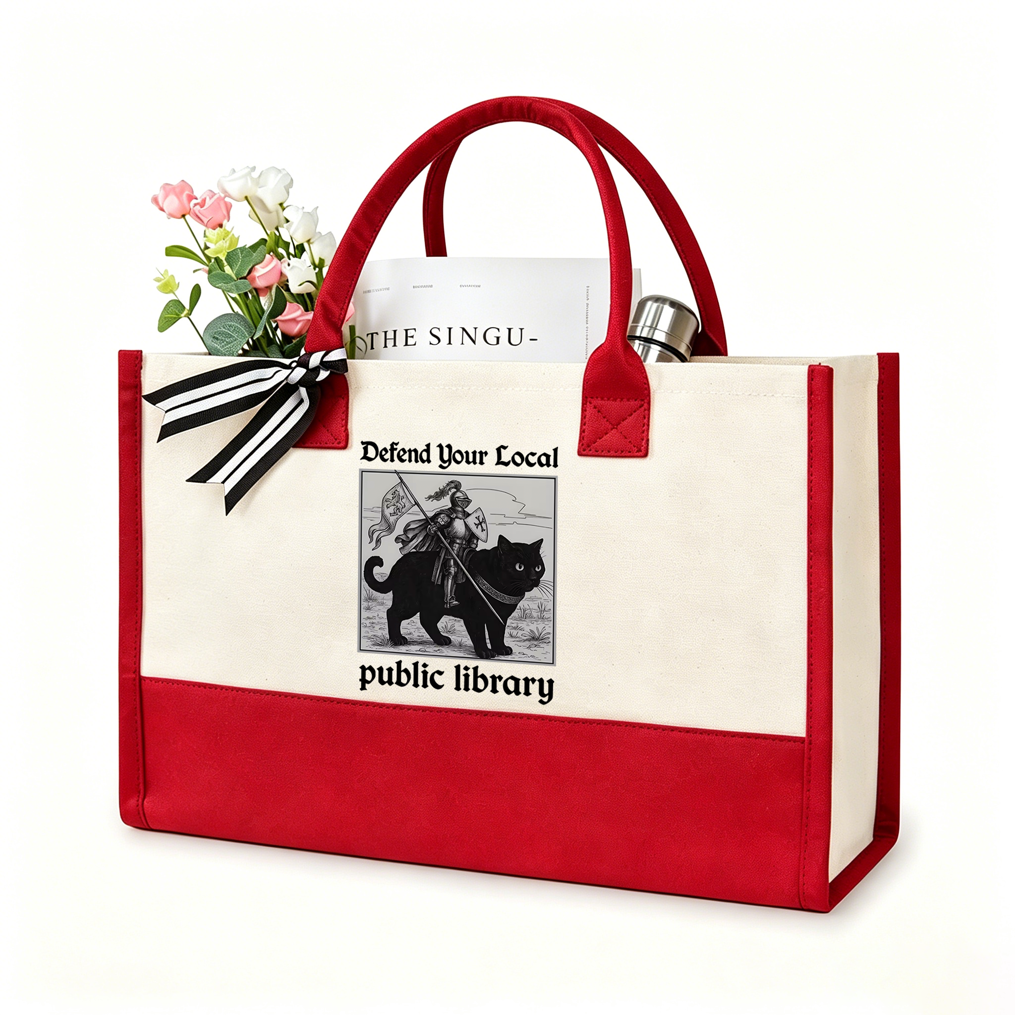 Pagewings Defend Your Local public library12628 Large Tote Bag