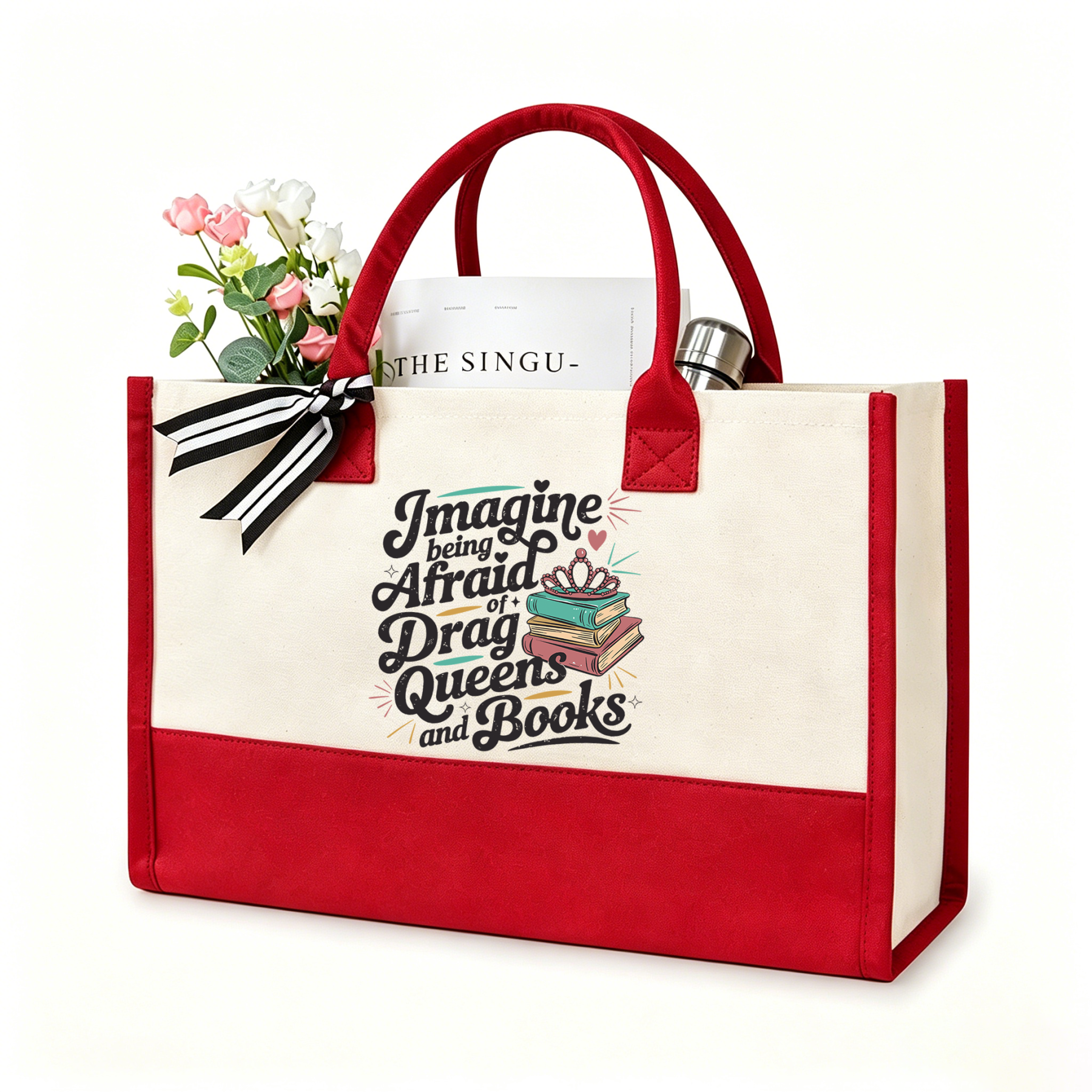 Pagewings Imagine Being Afraid Of Drag Queens And Books11701 Large Tote Bag