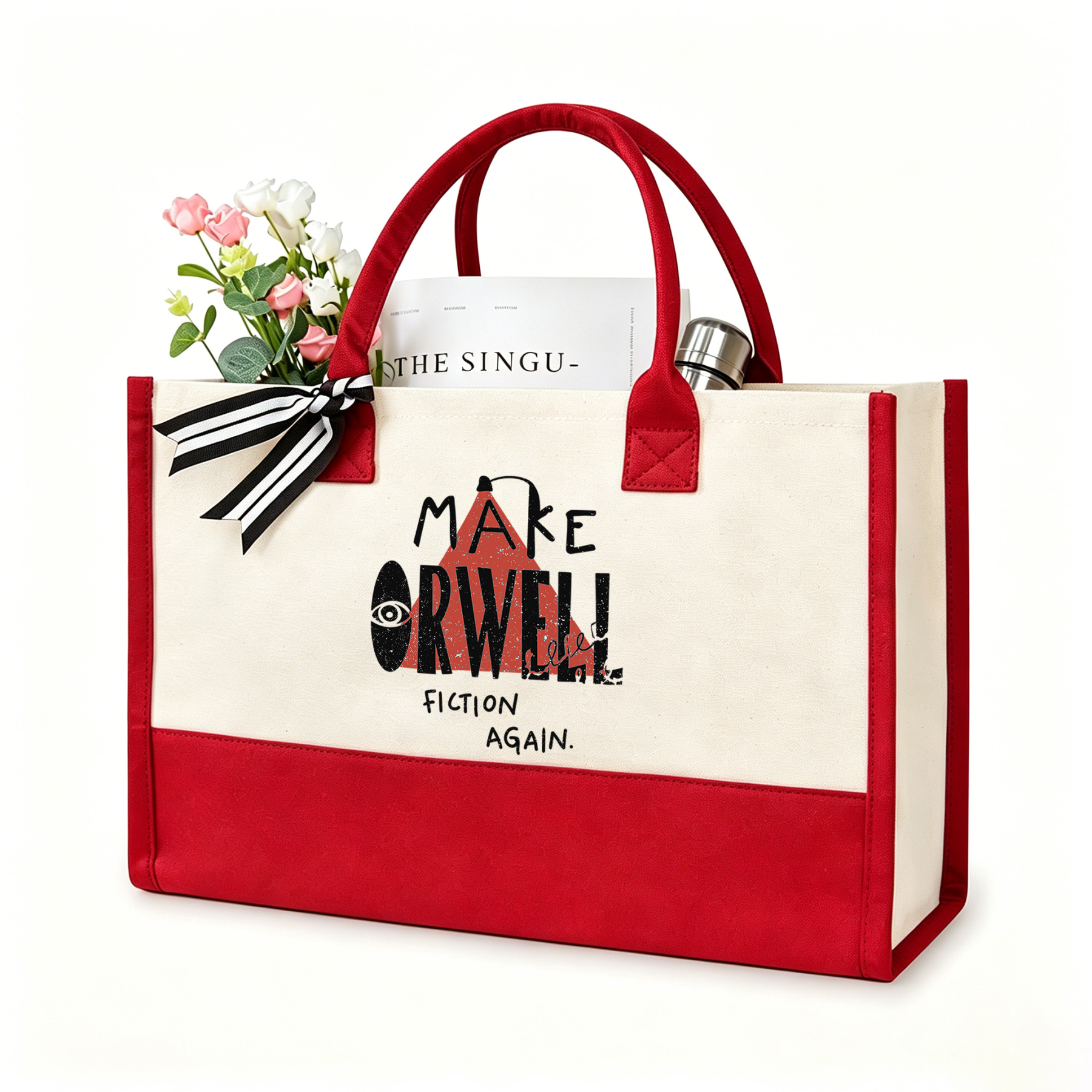 Pagewings Make Orwell Fiction Again10207 Large Tote Bag