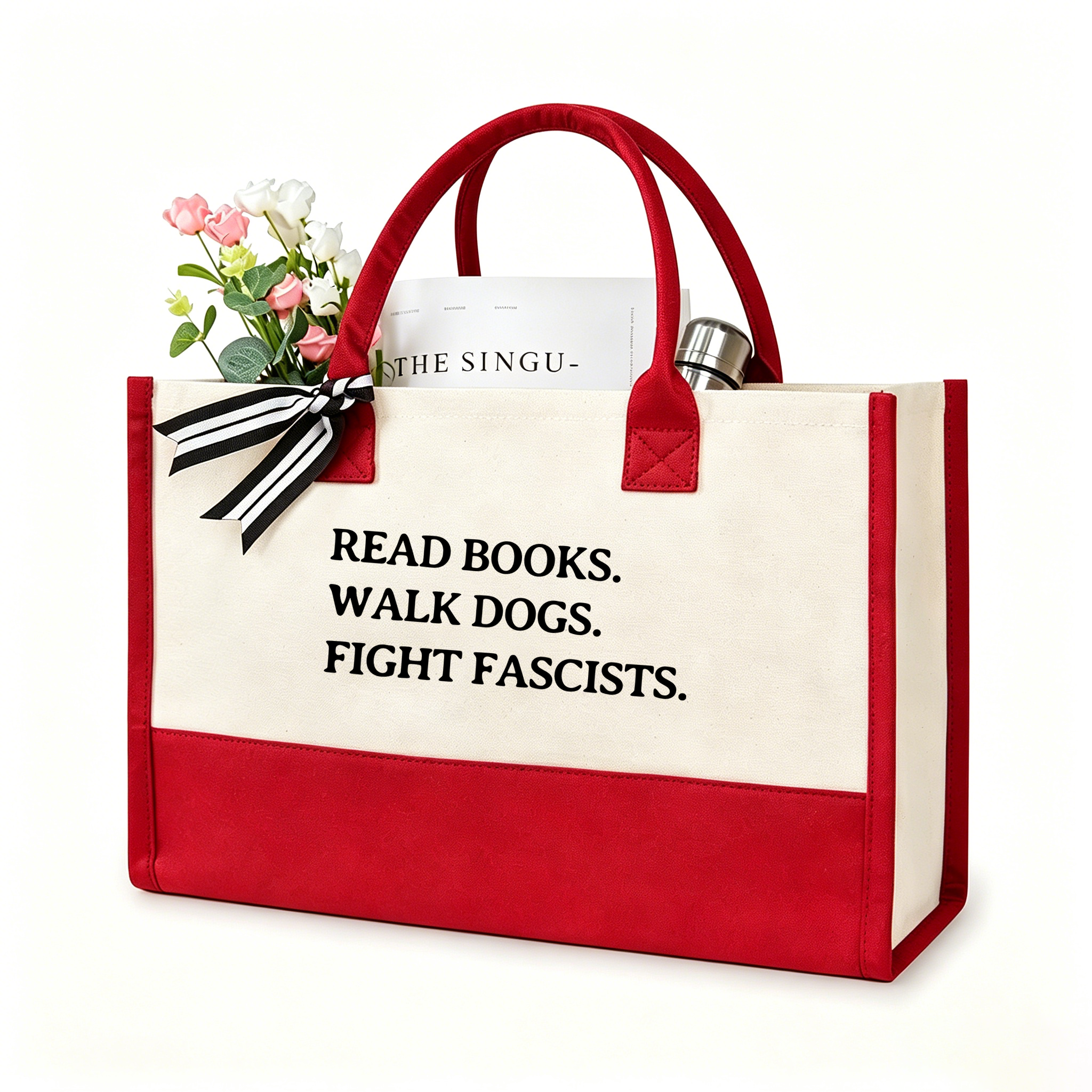 Pagewings Read Books Walk Dogs And Fight13236 Large Tote Bag