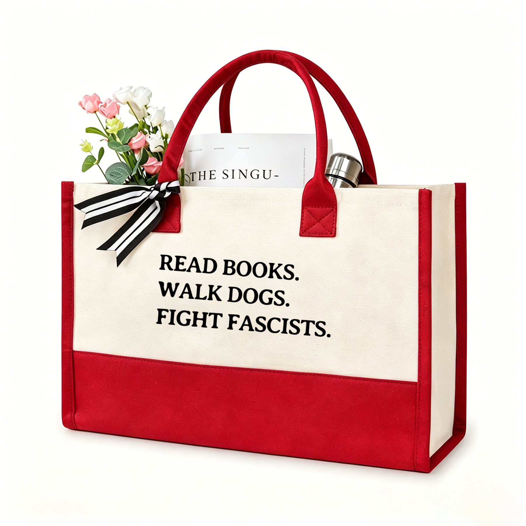 Pagewings Read Books Walk Dogs And Fight13236 Large Tote Bag