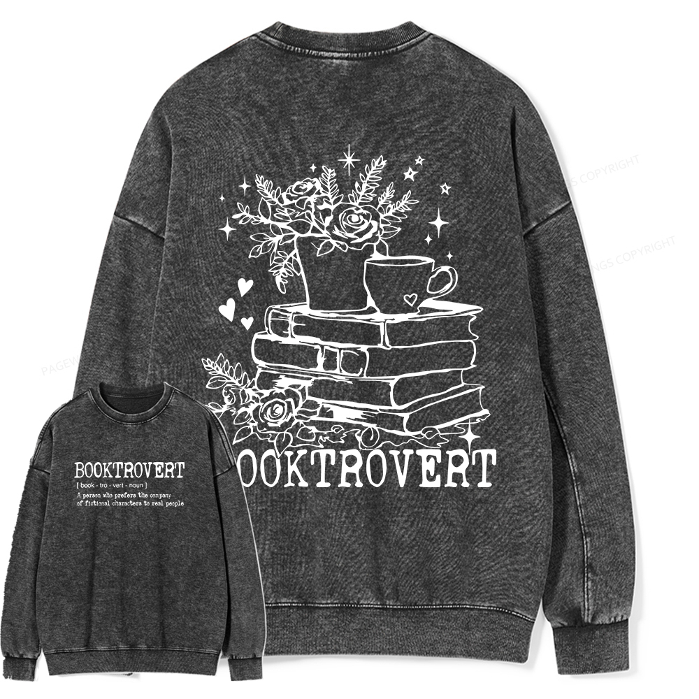 Pagewings Book Lover Gift Shirt, Teacher Crewneck, Reading Tee Unisex Washed Sweatshirt