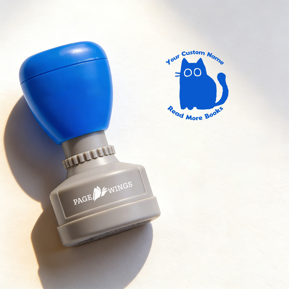 Pagewings Personalized Name Cat Books Stamp