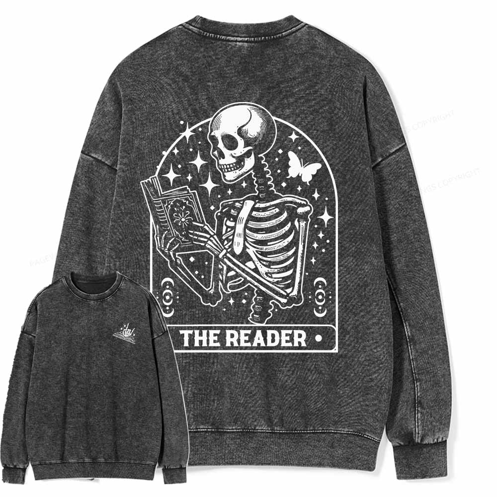 Pagewings The Reader Tarot Card Shirt Unisex Washed Sweatshirt