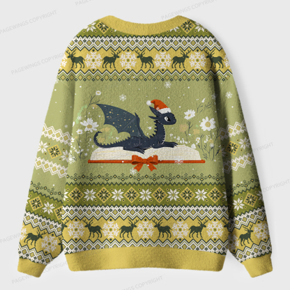 Pagewings Book Dragon Unisex Ugly Cardigan Sweaters