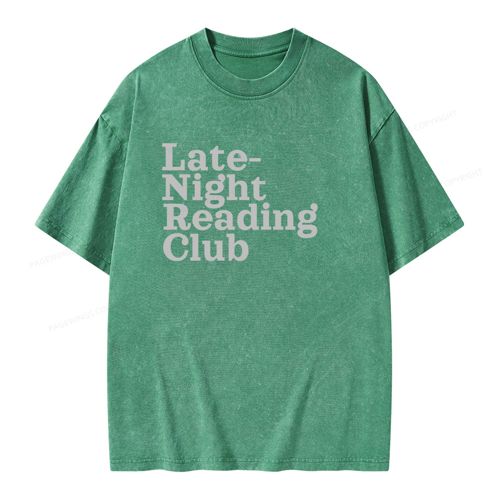 Pagewings Late-Night Reading Club Unisex Washed T-shirt
