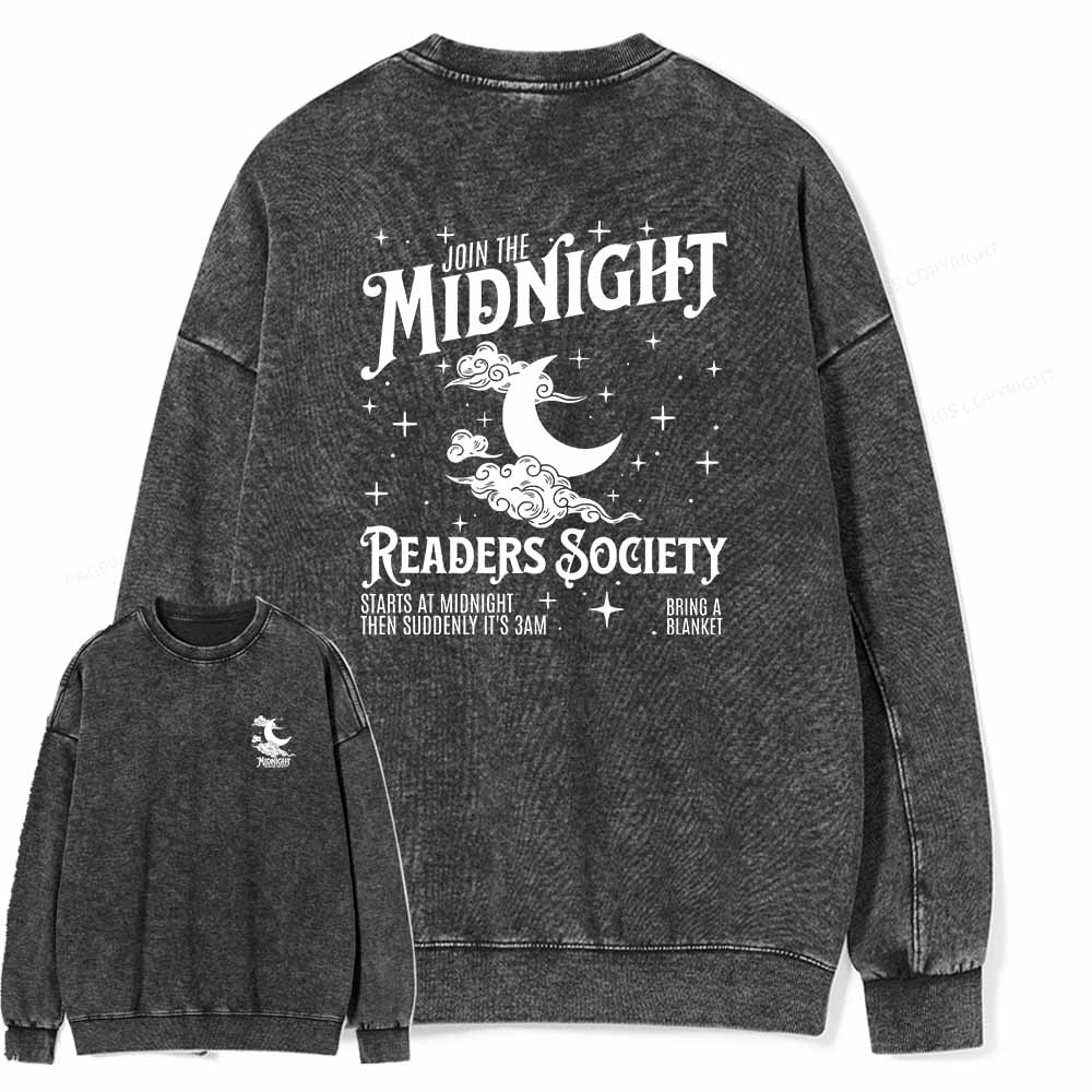 Pagewings Late night readers book club Unisex Washed Sweatshirt