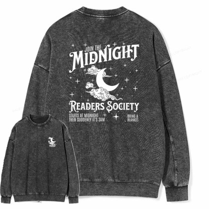 Pagewings Late night readers book club Unisex Washed Sweatshirt