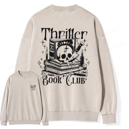 Pagewings Thriller Book Club Shirt Unisex Washed Sweatshirt